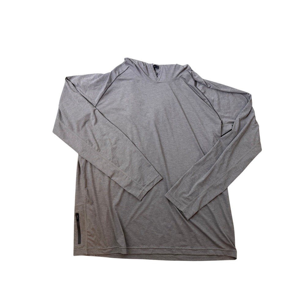 prAna Womens XXL Gray Heathered UPF 50+ Performance Sun Hoodie Side Zip Pocket